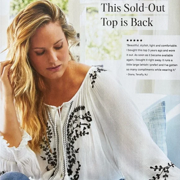 Boho White Linen Peasant Top with Black Intricate Embroidery - Picture 15 of 16